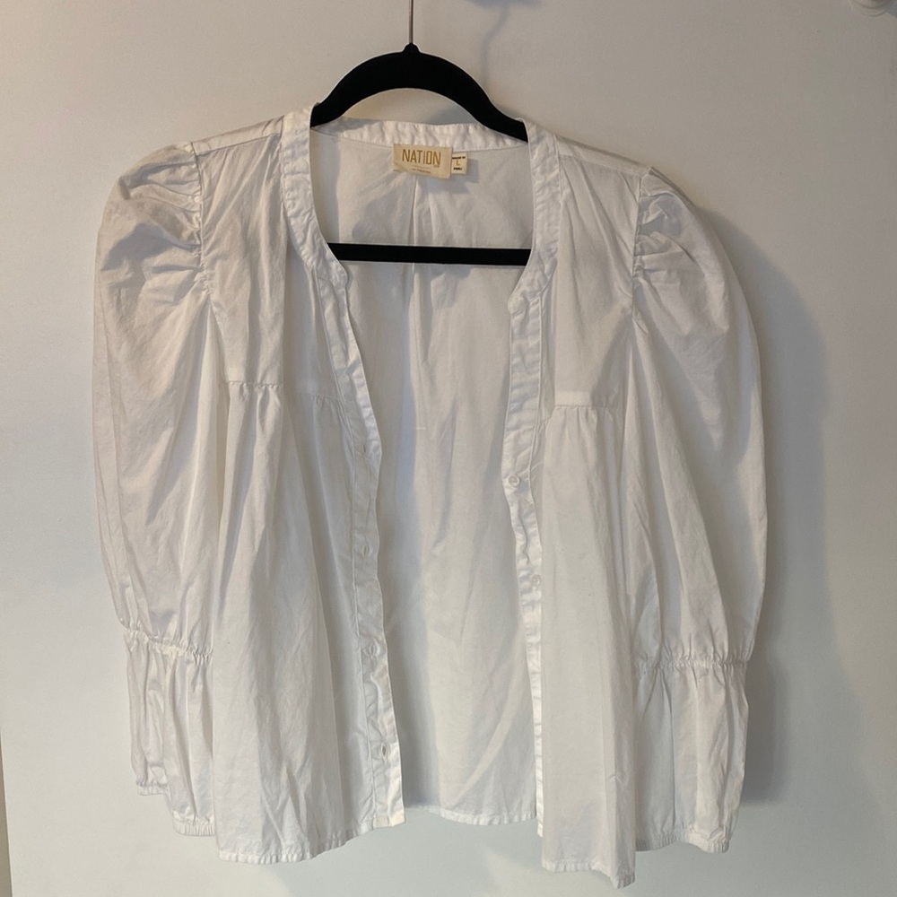 White Cropped Button up